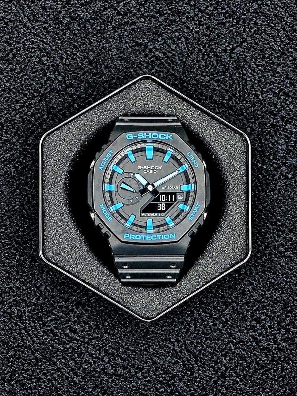 Casio G-Shock GA-2100-1A2 Neon Accent Black & Blue Watch